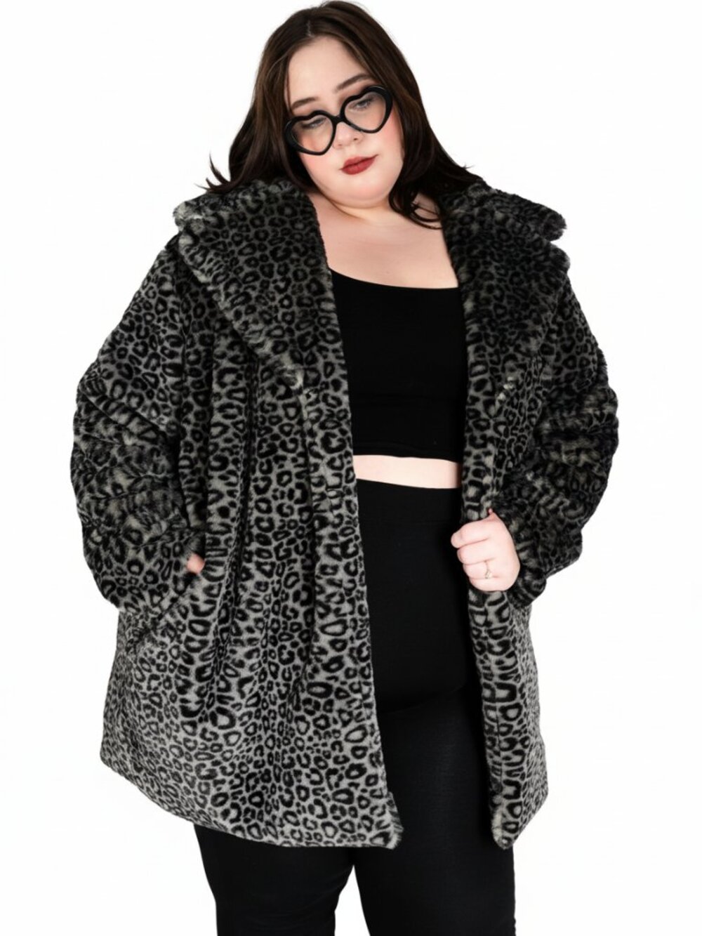 FOXBLOOD Charli gray leopard faux fur